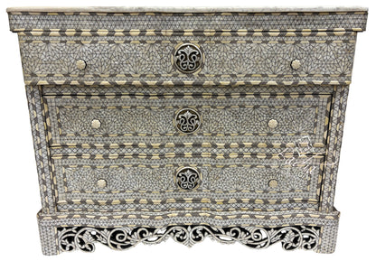 White Mother of Pearl Inlay Three-Drawer Dresser