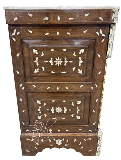 White Mother of Pearl Inlay Three-Drawer Dresser