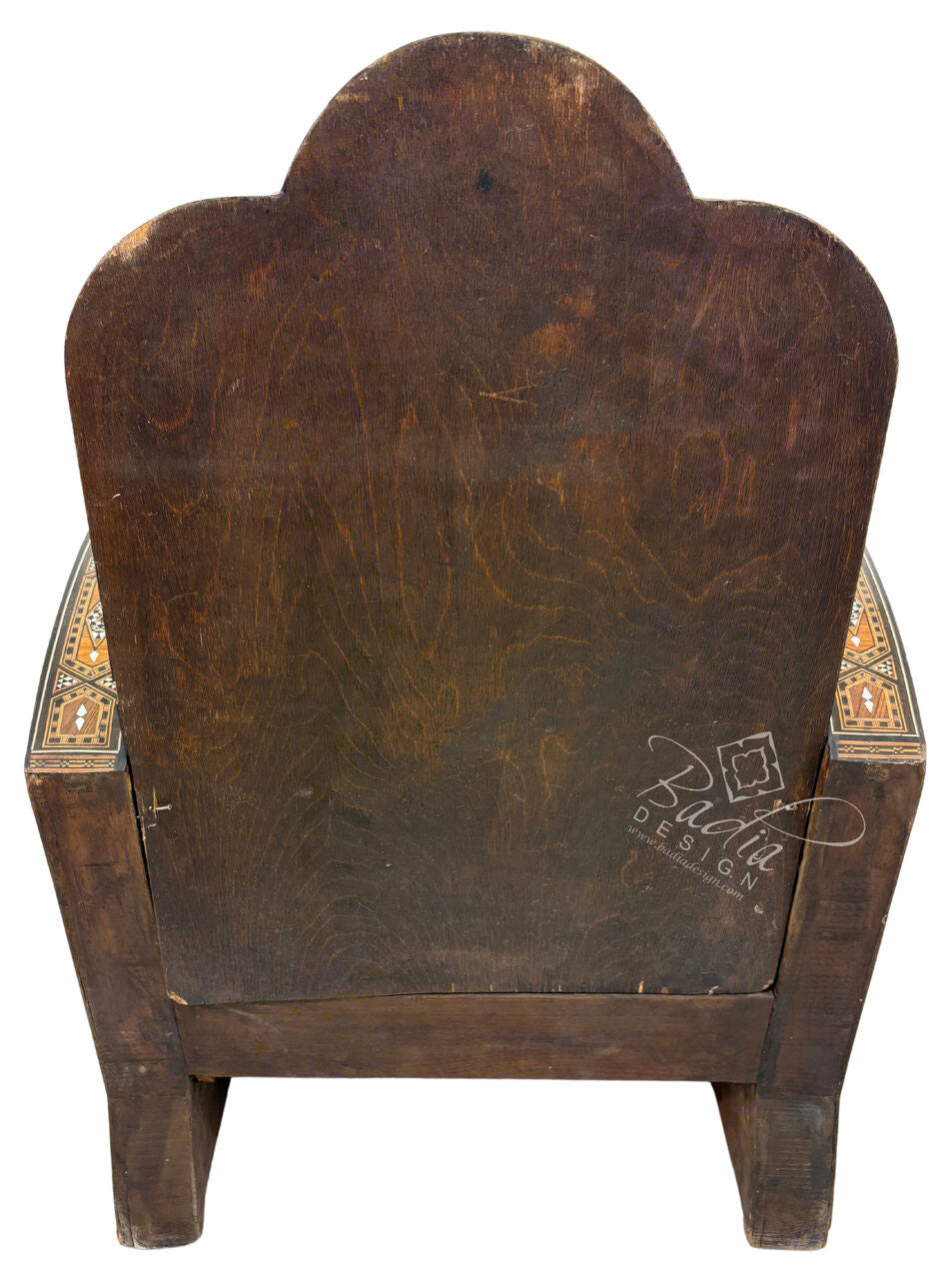 Elegant Mother of Pearl Inlay Chair with Upholstered Seat