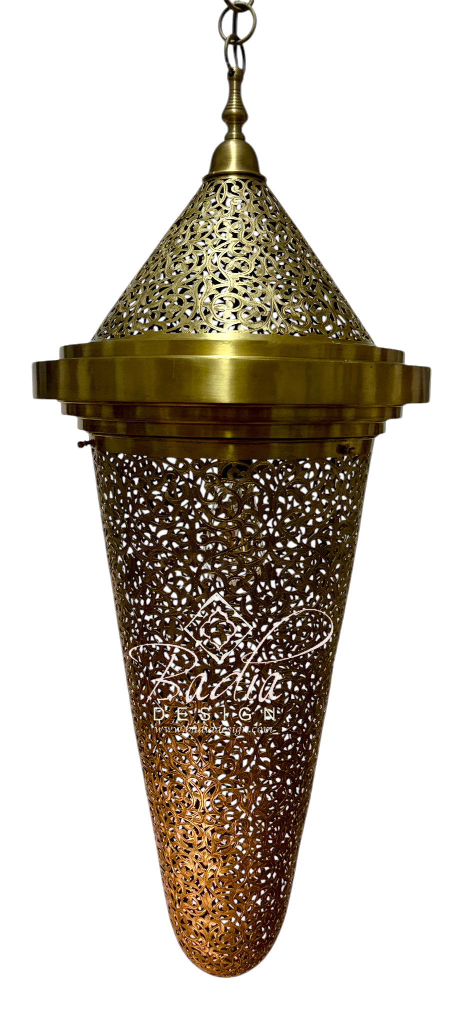 Elongated Teardrop Moroccan Pierced Metal Chandelier