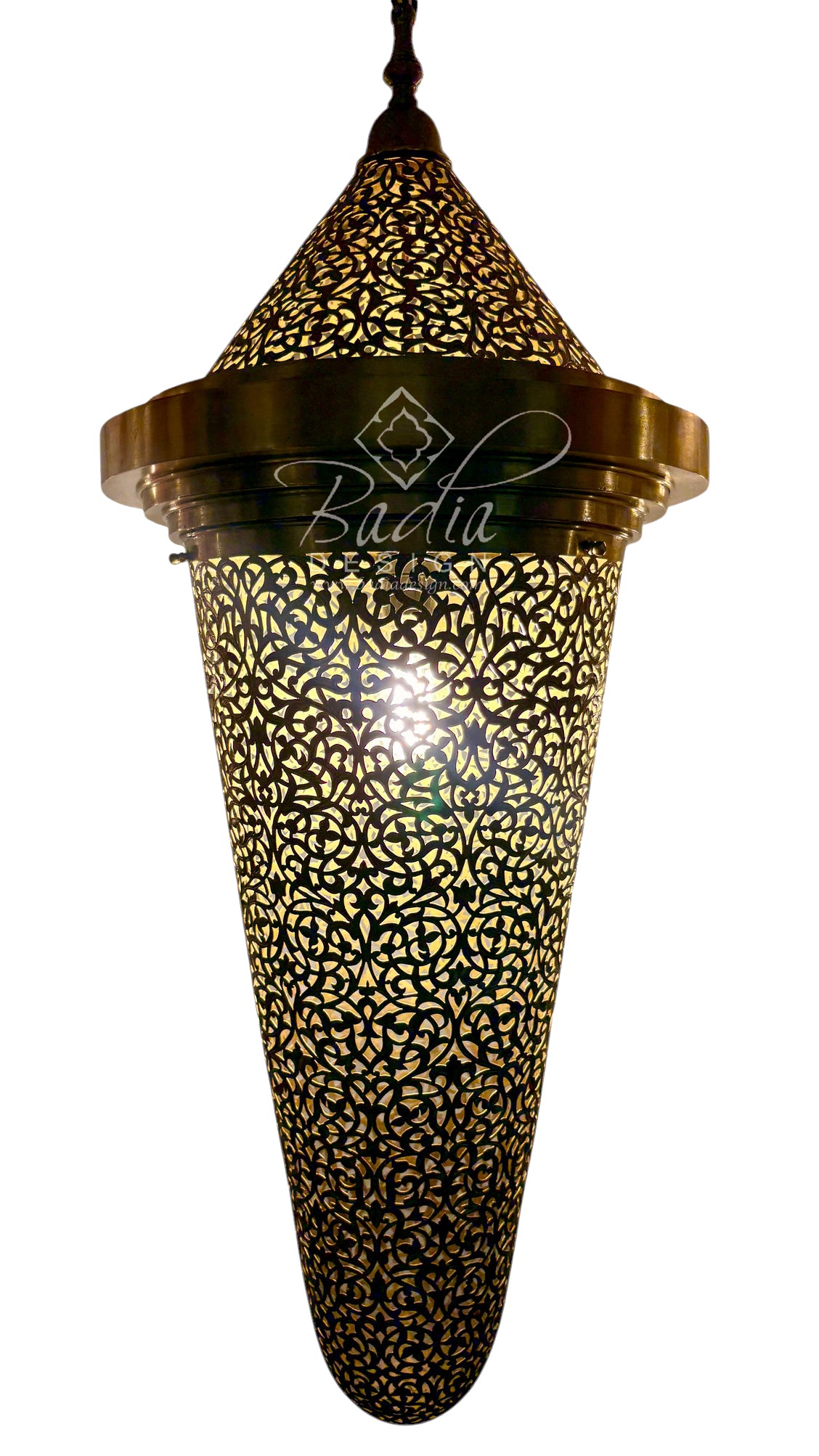 Elongated Teardrop Moroccan Pierced Metal Chandelier