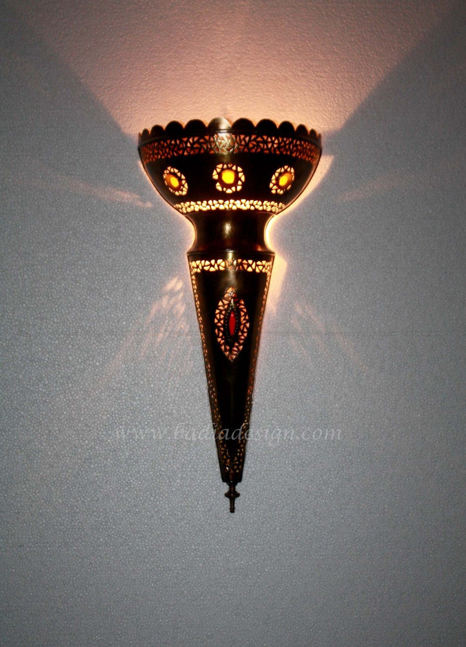 Tall Brass and Silver Wall Sconce