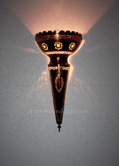 Tall Brass and Silver Wall Sconce