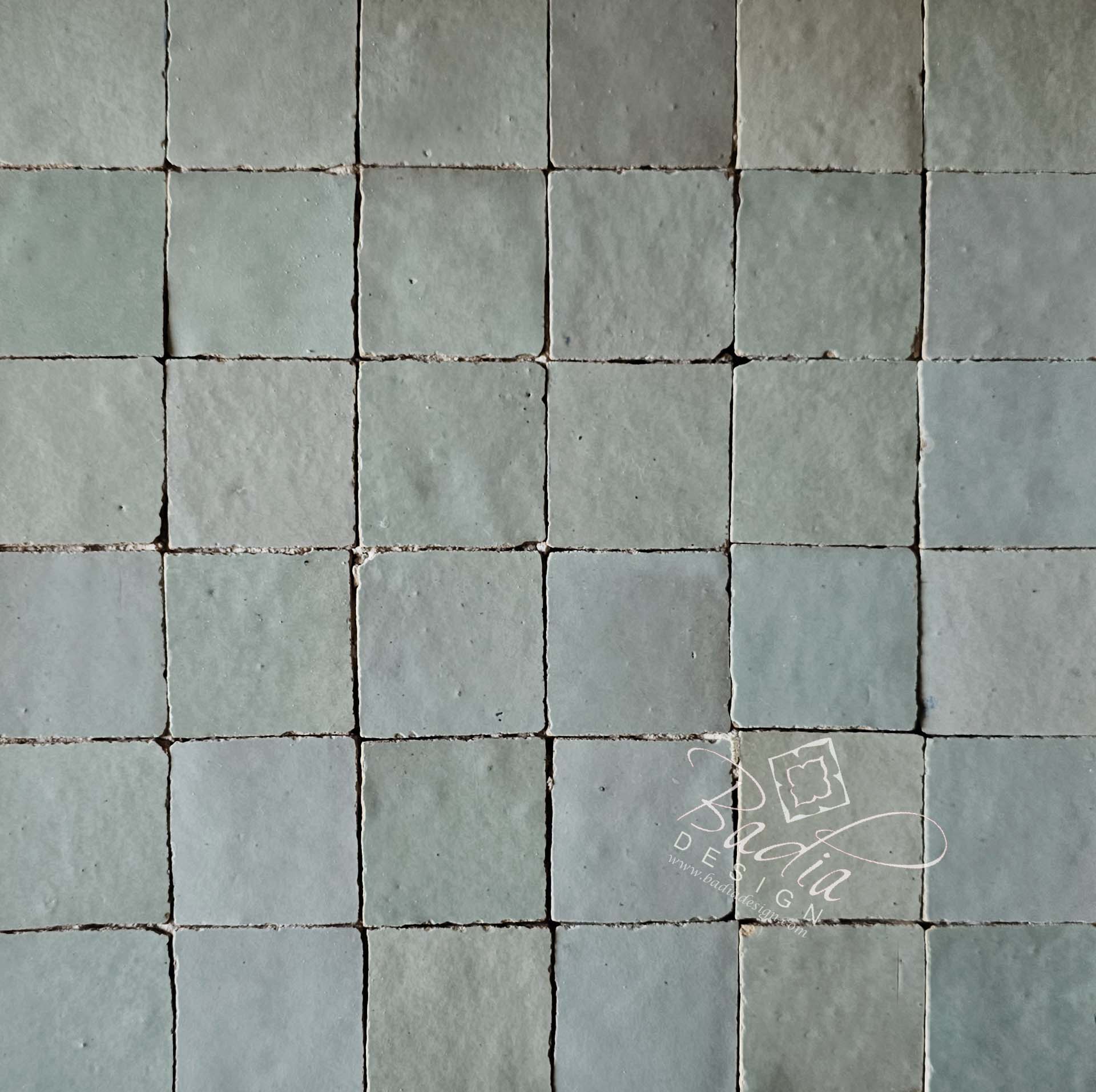 Multi-Shade Light Green Glazed Zellige Mosaic Tile - TM124