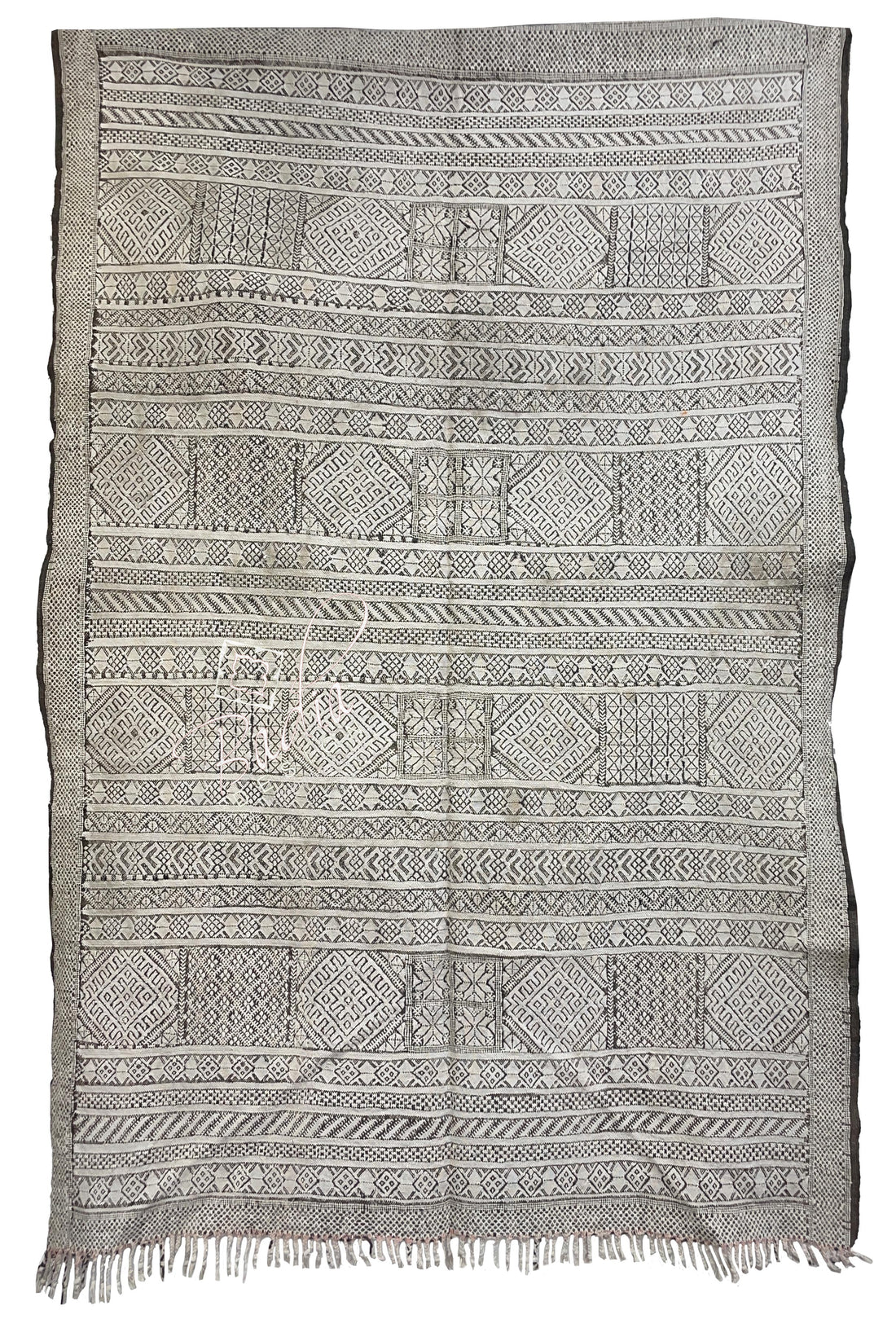 Gray Moroccan Kilim Rug with Tribal Designs