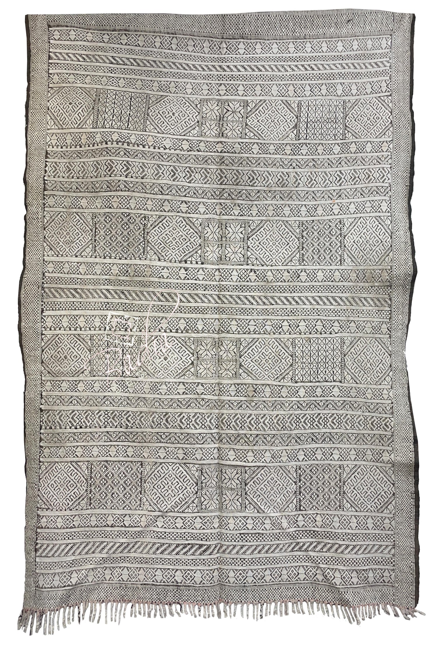 Gray Moroccan Kilim Rug with Tribal Designs