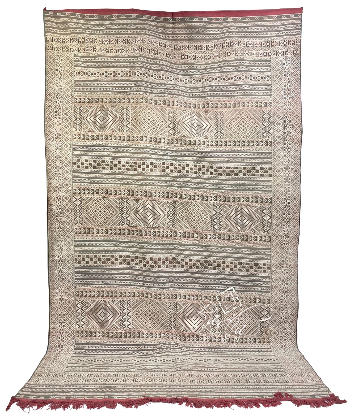 Gray Multi-Color Handmade Moroccan Kilim Rug