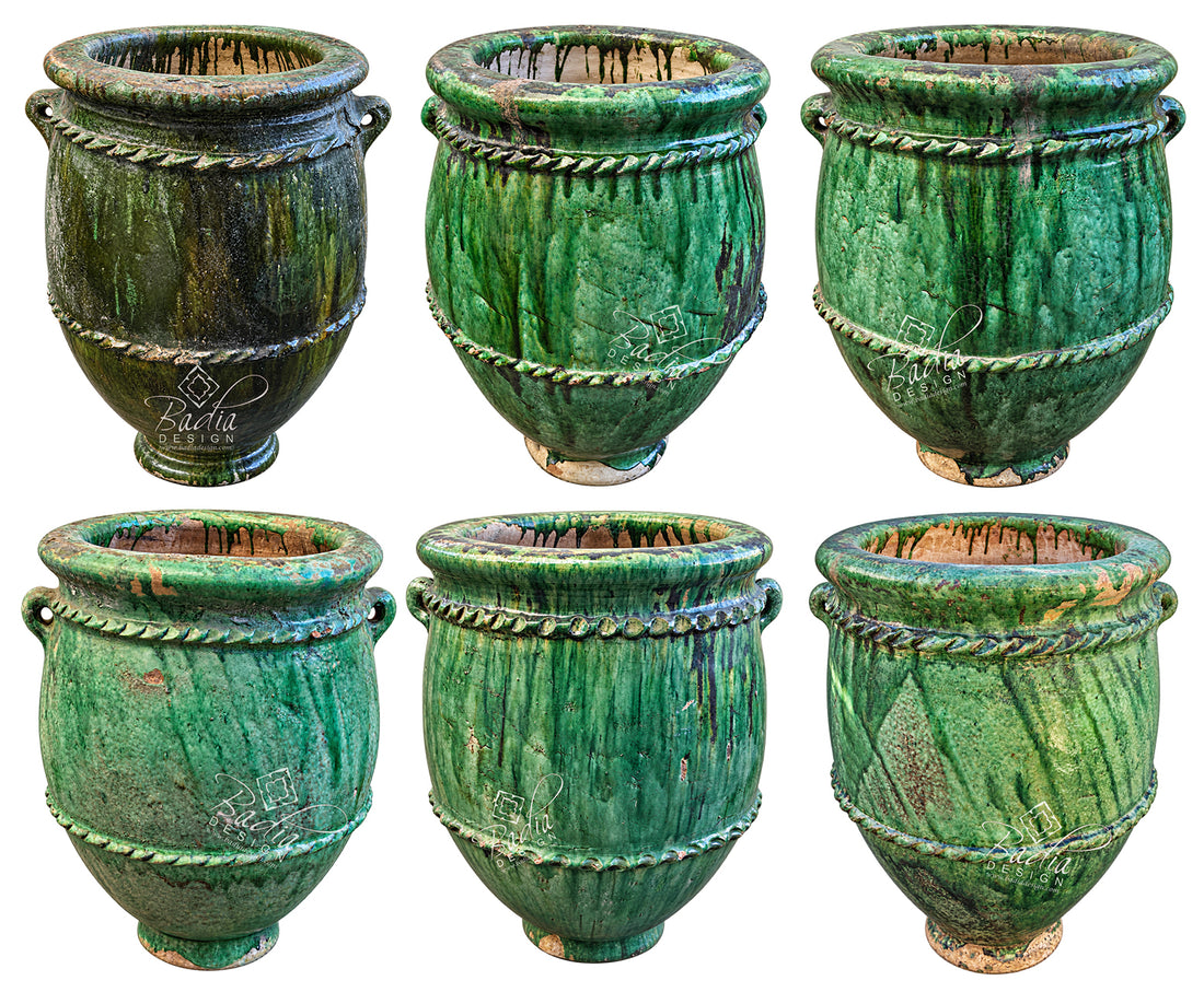 Green Glazed Tamegroute Ceramic Outdoor Planters