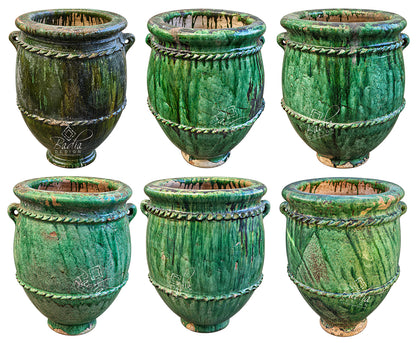 Green Glazed Tamegroute Ceramic Outdoor Planters