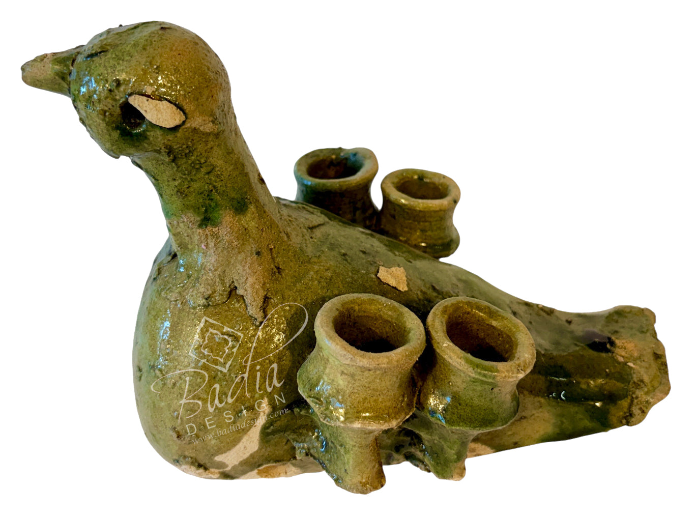 Green Moroccan Tamegroute Bird Candleholder
