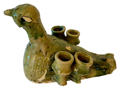 Green Moroccan Tamegroute Bird Candleholder