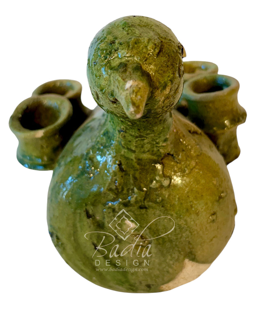 Green Moroccan Tamegroute Bird Candleholder