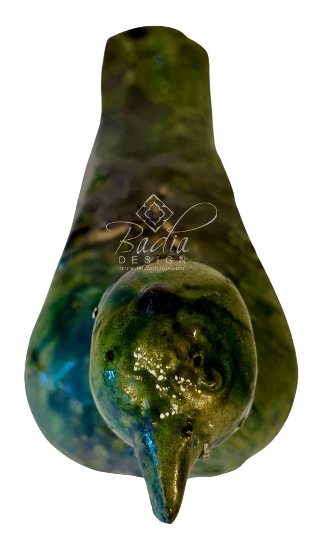 Green Tamegroute Ceramic Bird Sculpture