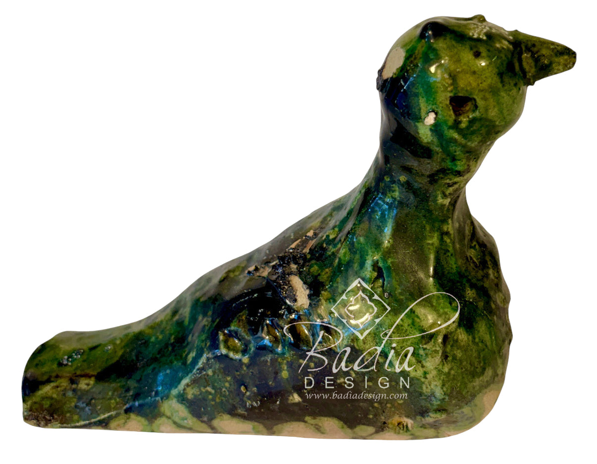 Green Tamegroute Ceramic Bird Sculpture