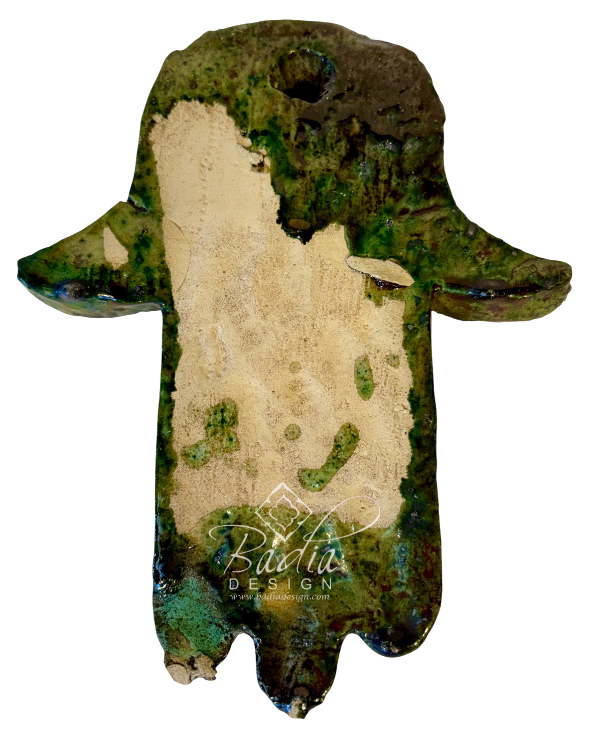 Green Tamegroute Hamsa Hand Sculpture