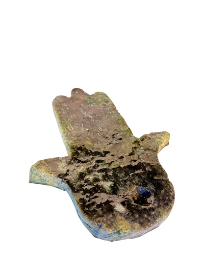 Green Tamegroute Hamsa Hand Sculpture