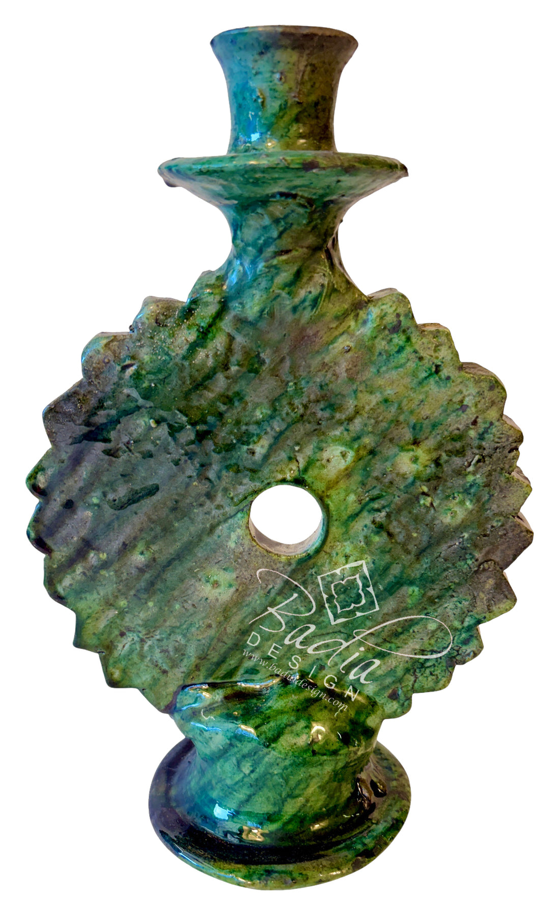 Decorative Green Moroccan Tamegroute Medallion Candleholder