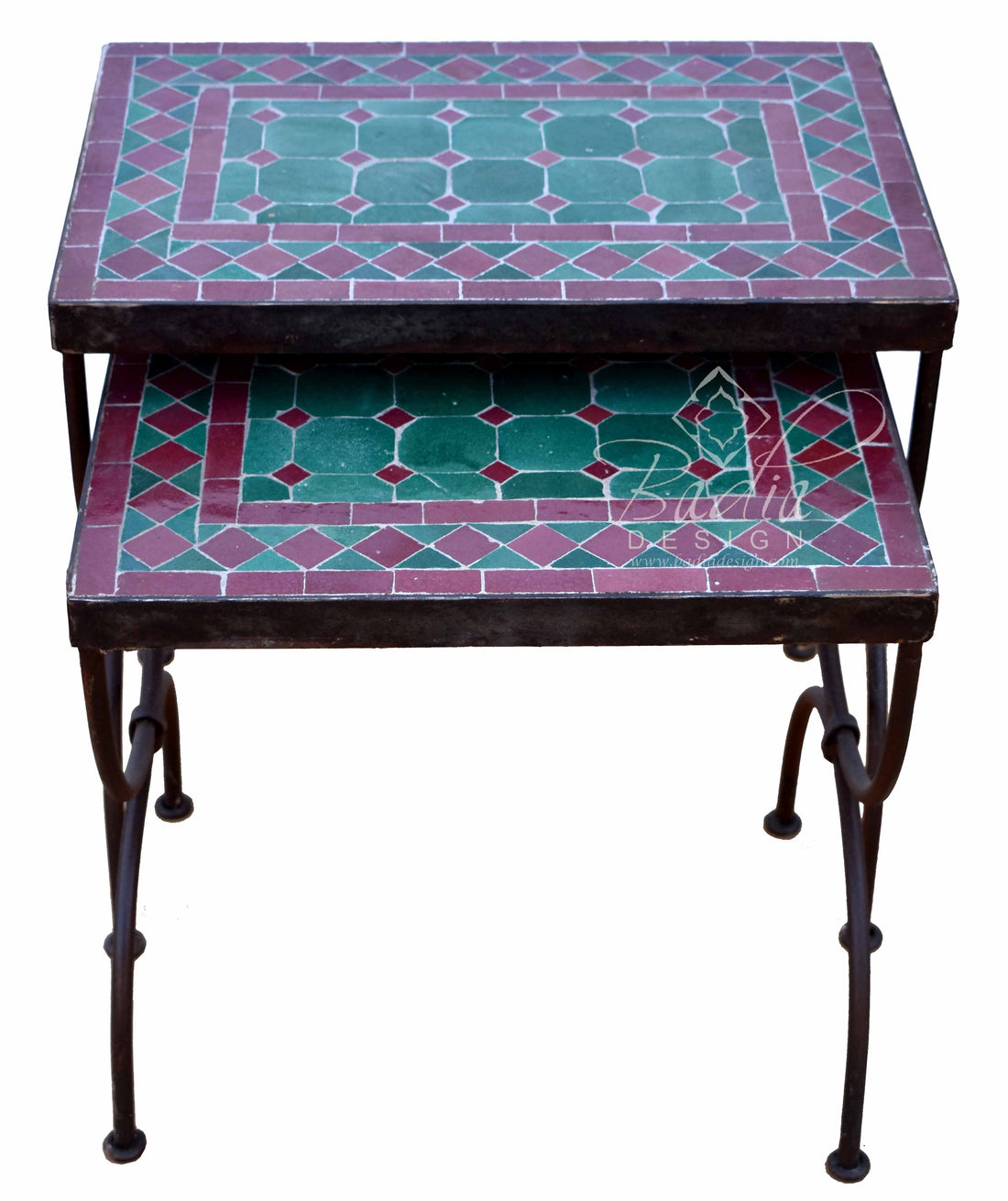 Green and Red Nesting Tile Tables - MT768