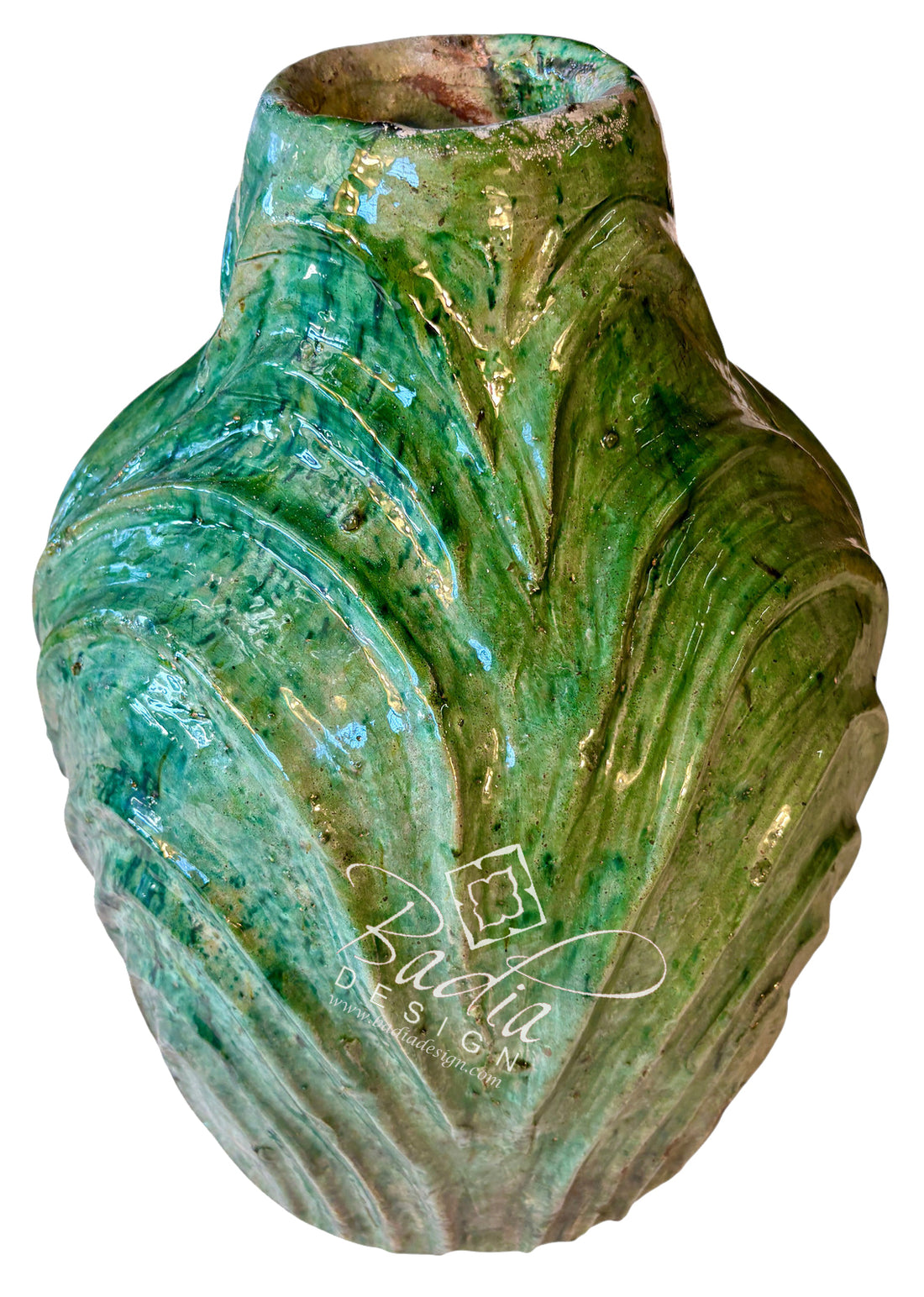 Green Moroccan Tamegroute Ceramic Vase