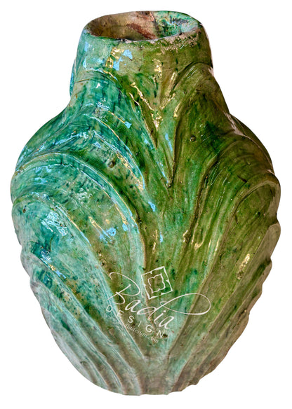 Green Moroccan Tamegroute Ceramic Vase