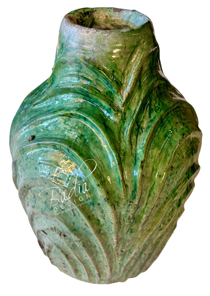 Green Moroccan Tamegroute Ceramic Vase