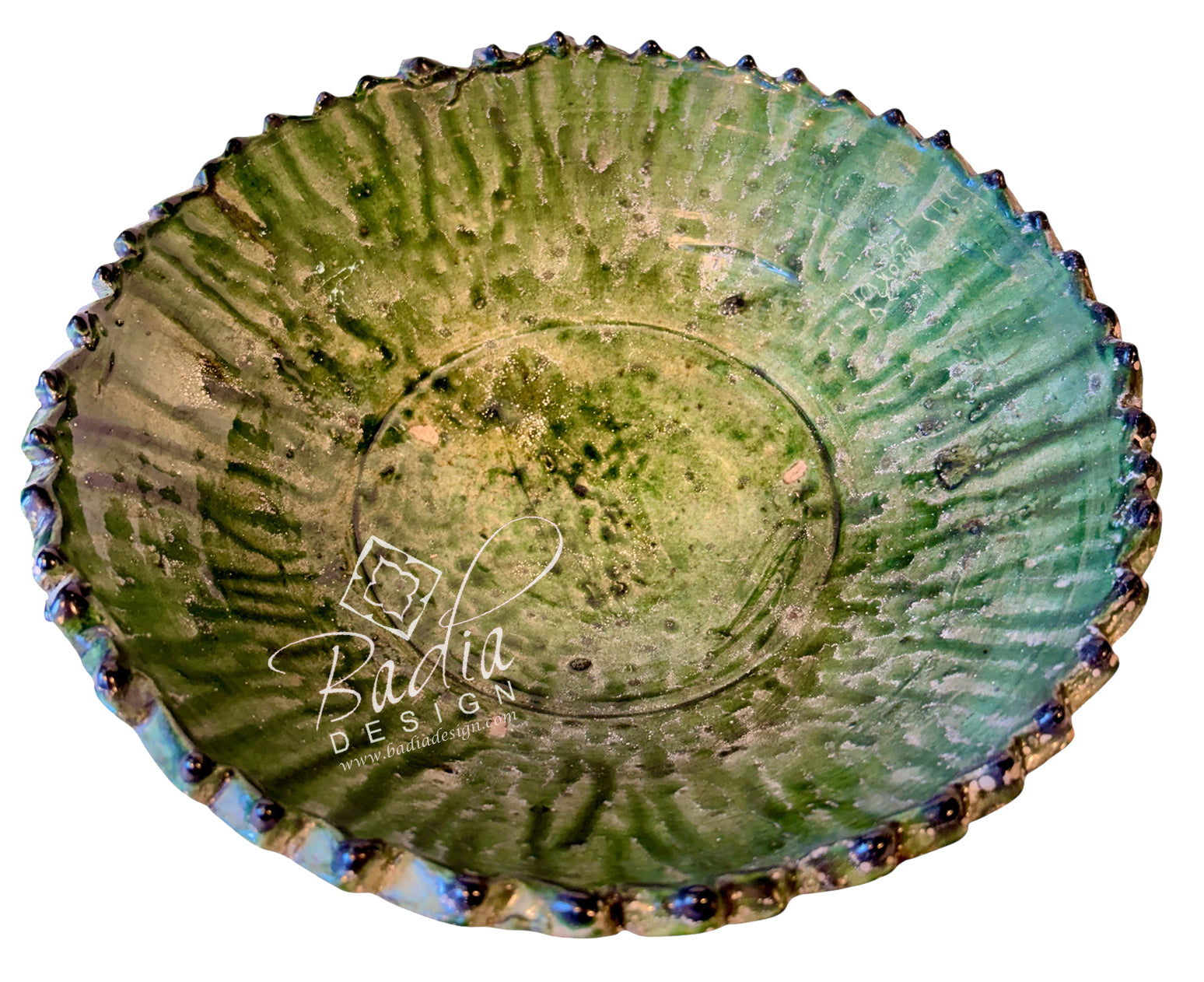 Green and Yellow Tamegroute Pedestal Bowls