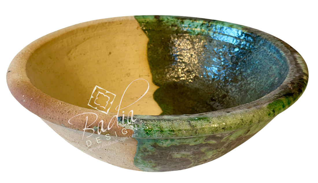 Half-Glazed Moroccan Tamegroute Ceramic Bowl