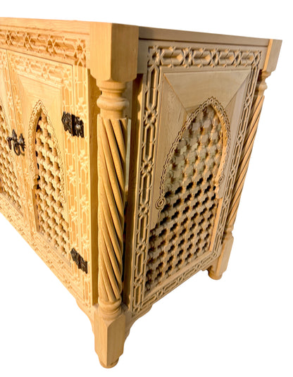 Hand-Carved Double-Sink Vanity Cabinet