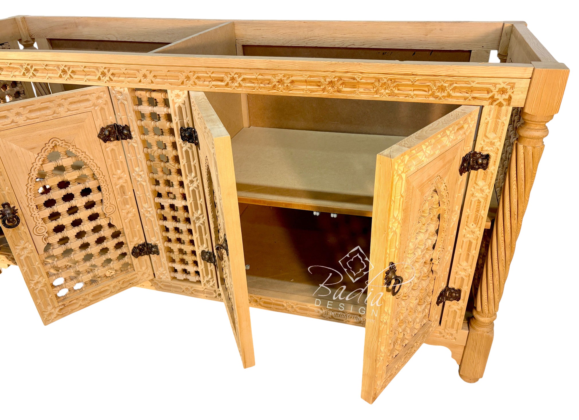 Hand-Carved Double-Sink Vanity Cabinet