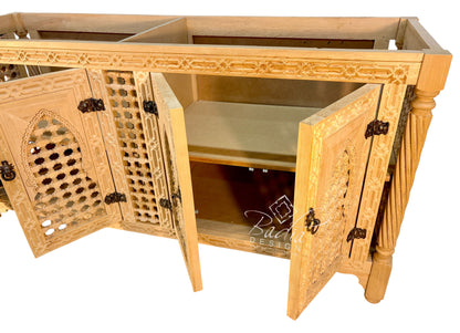 Hand-Carved Double-Sink Vanity Cabinet