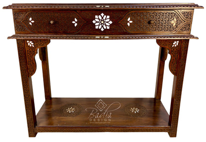 Hand carved Moroccan console with bone inlay