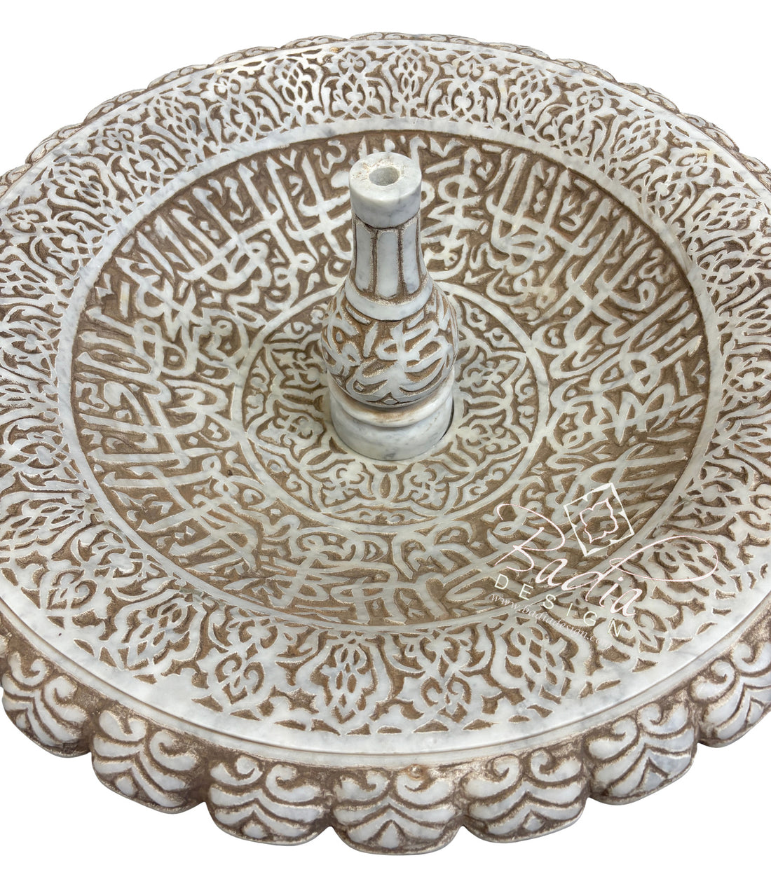 Top View of Hand Engraved Moroccan Marble Water Fountain