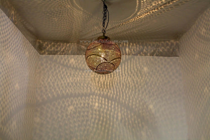 Hand Punched Hanging Brass Lantern