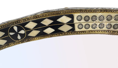 Handcrafted Asymmetrical Mirror with Metal and Bone Detail
