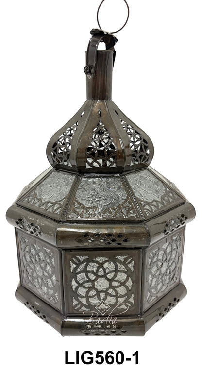 Hanging Glass Lanterns with Geometric Designs
