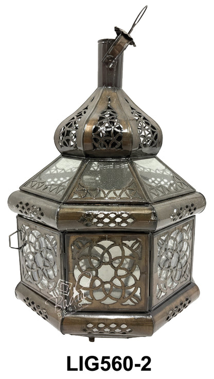 Hanging Glass Lanterns with Geometric Designs