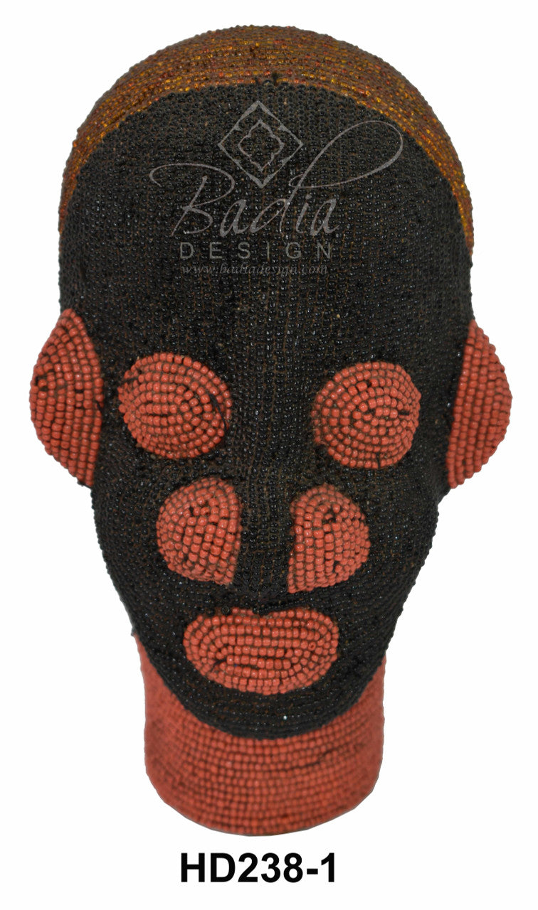 Handcrafted Multi-Colored African Beaded Head Sculptures