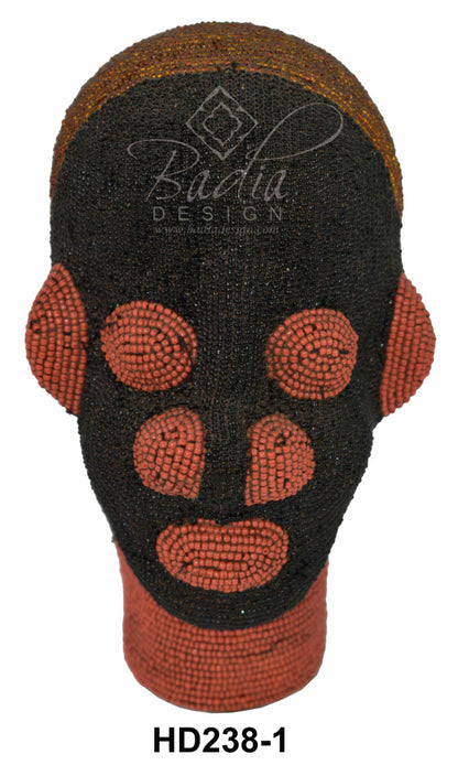Handcrafted Multi-Colored African Beaded Head Sculptures