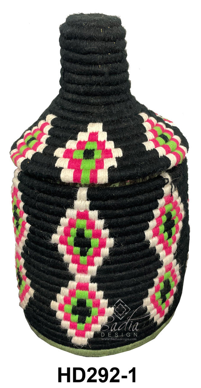 Black Authentic Moroccan Berber Baskets in Bright Vivid Colors
