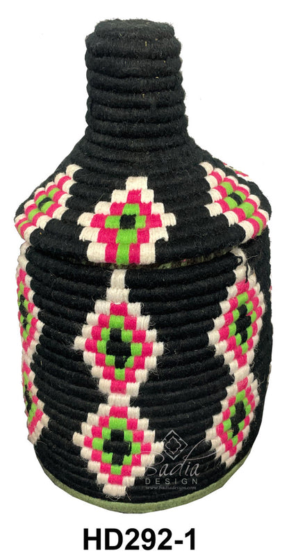 Black Authentic Moroccan Berber Baskets in Bright Vivid Colors