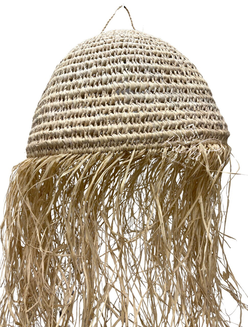 Moroccan Dome Shaped Raffia Lantern with Fringe