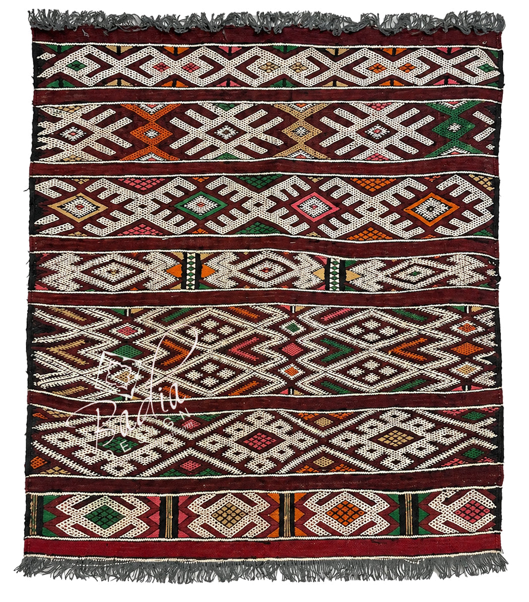 Handwoven Moroccan Rug with Multi-Color Tribal Accents