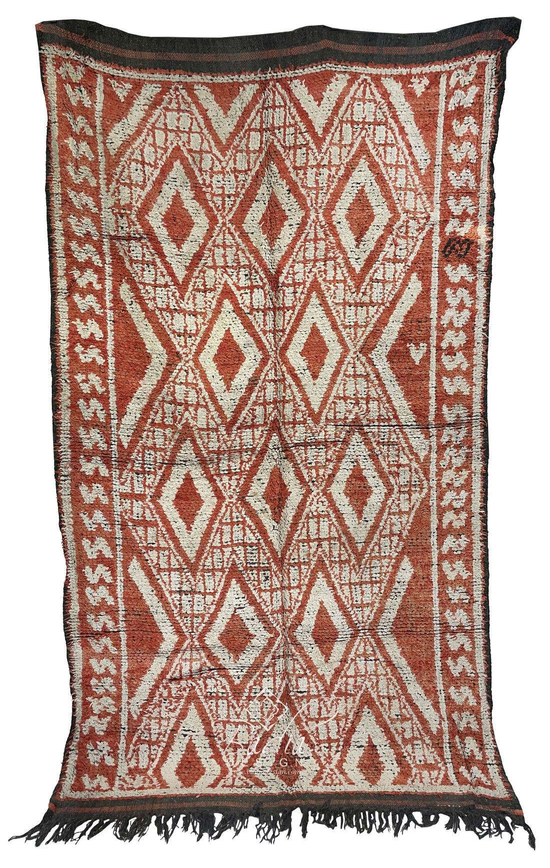Red Multi-Color Vintage Rug with Tribal Designs