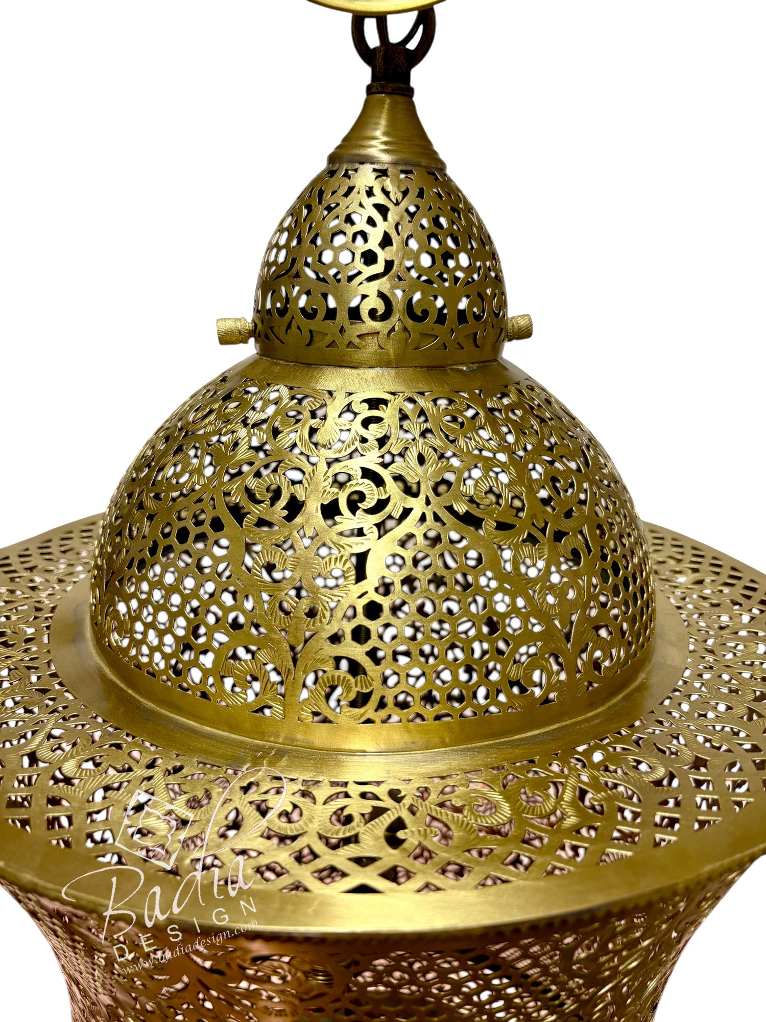 Hourglass-Shaped Pierced Brass Chandelier