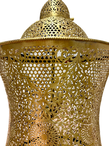 Hourglass-Shaped Pierced Brass Chandelier