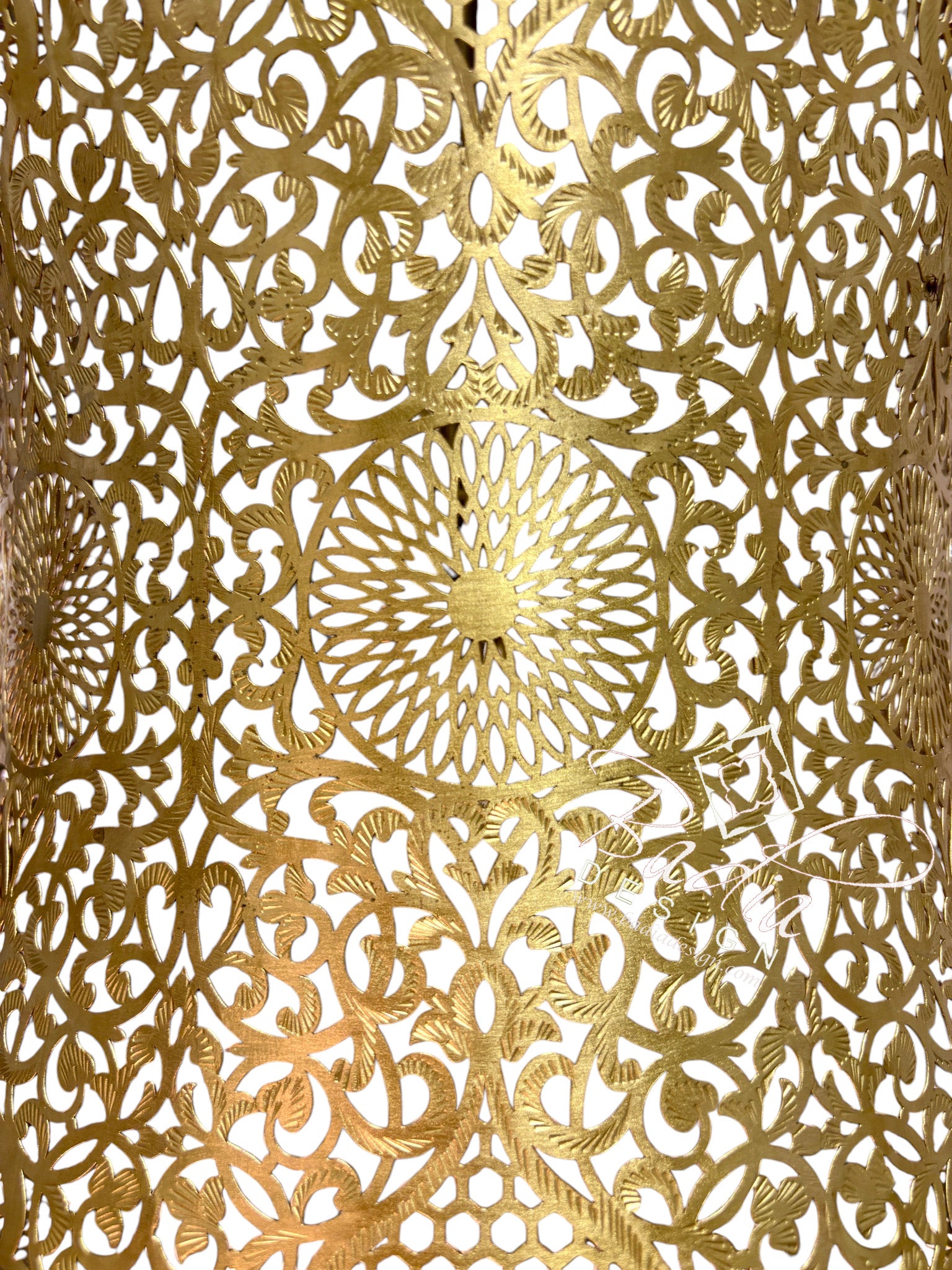 Hourglass-Shaped Pierced Brass Chandelier