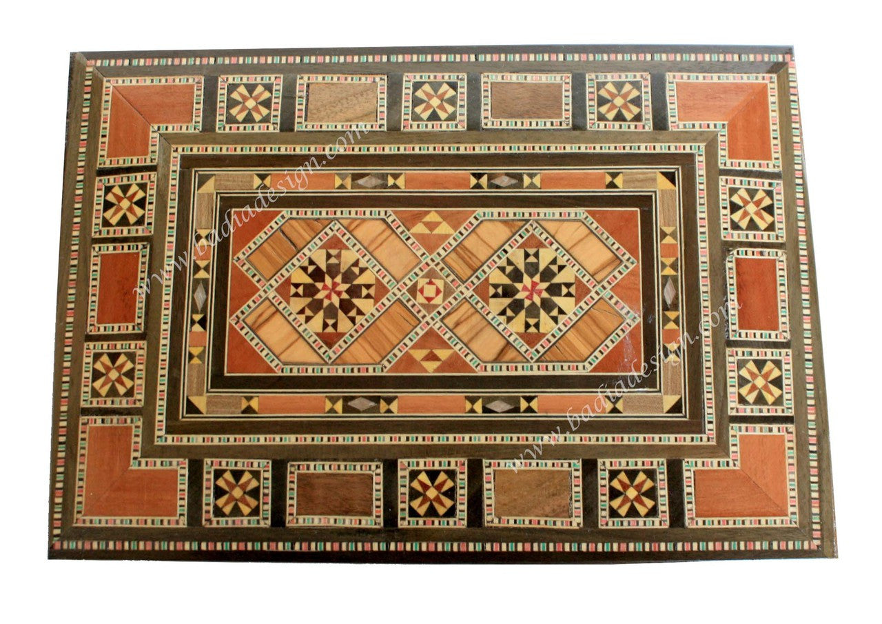 Decorative jewelry box with geometric pattern on a white background