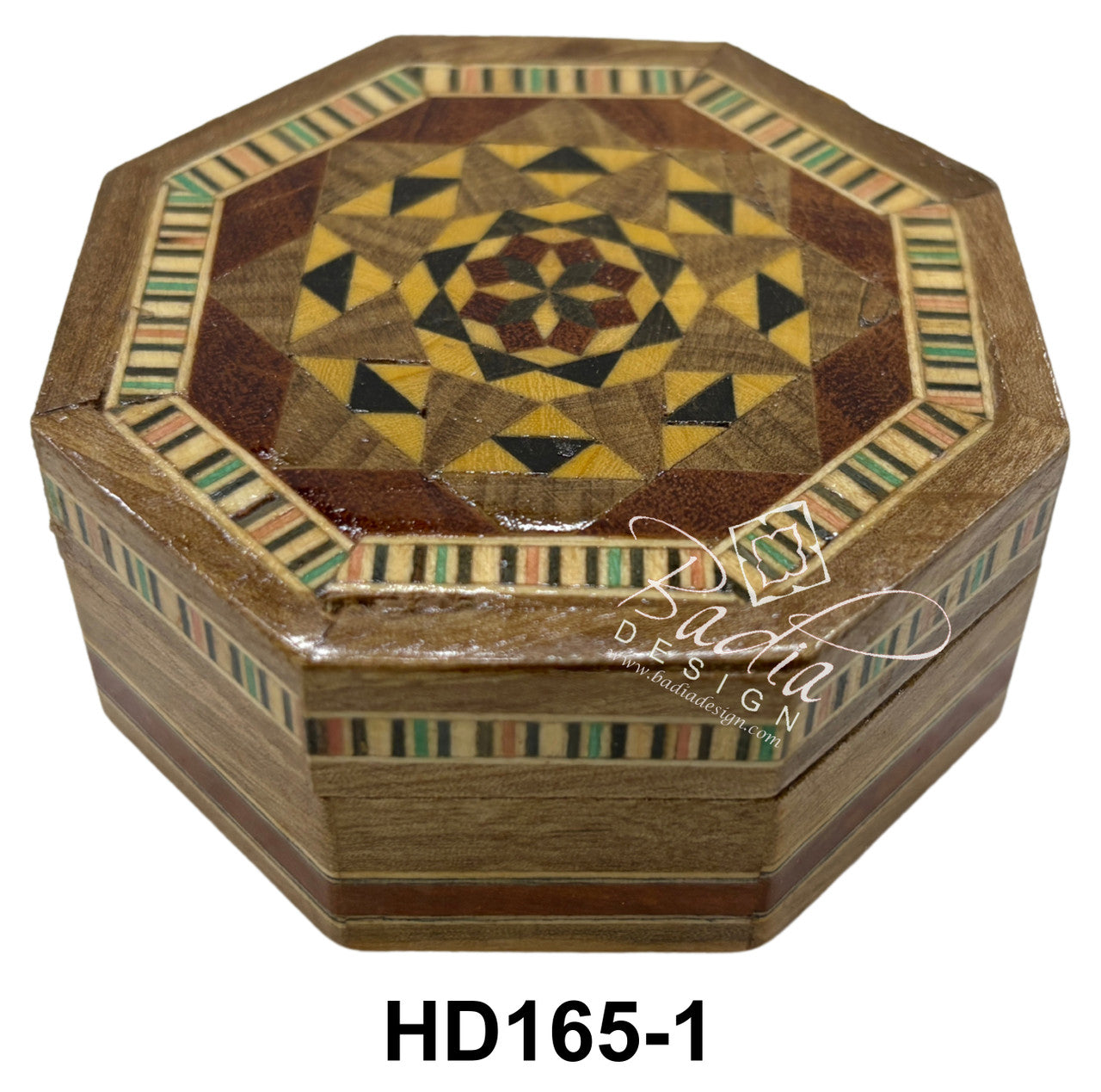 Handcrafted Wooden Trinket Box with Intricate Inlay Design