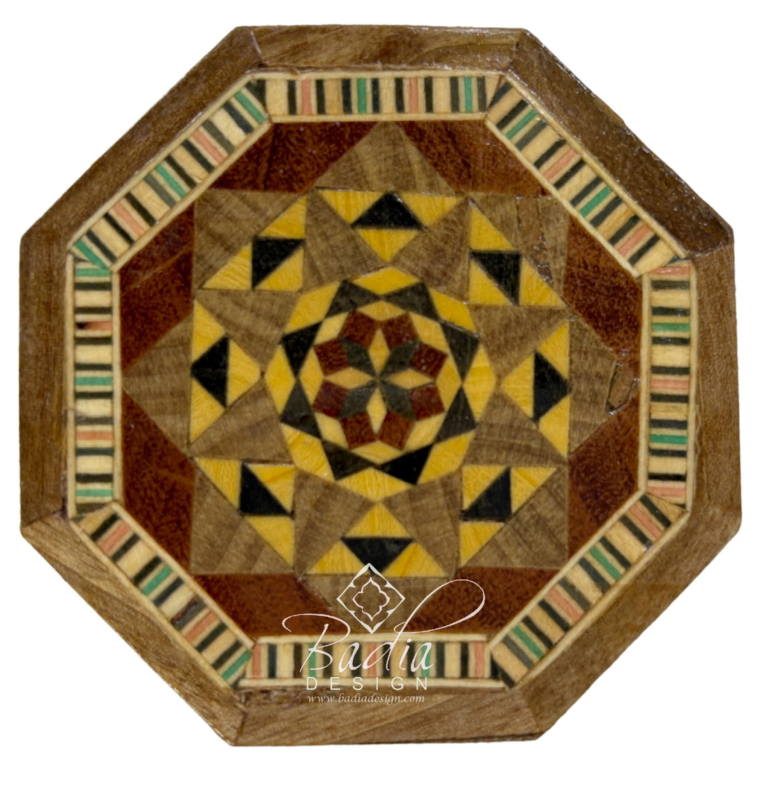 Handcrafted Wooden Trinket Box with Intricate Inlay Design