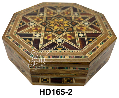 Handcrafted Wooden Trinket Box with Intricate Inlay Design